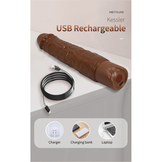 Kessler Dildo Vibrador Realista con Empuje Marrón