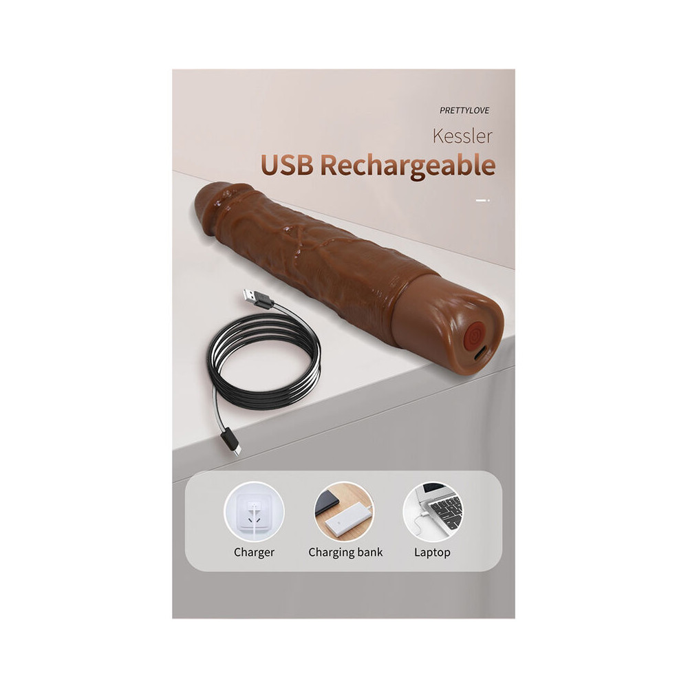 Kessler Dildo Vibrador Realista con Empuje Marrón