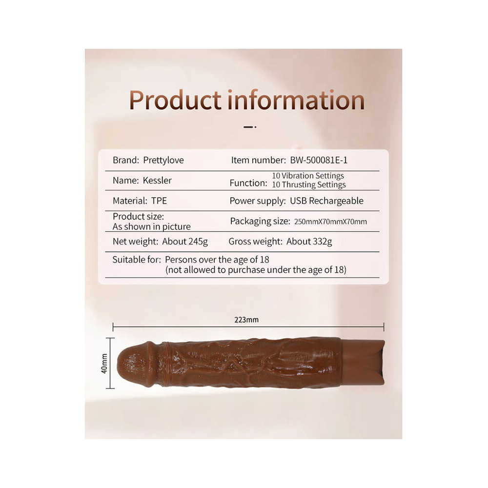 Kessler Dildo Vibrador Realista con Empuje Marrón