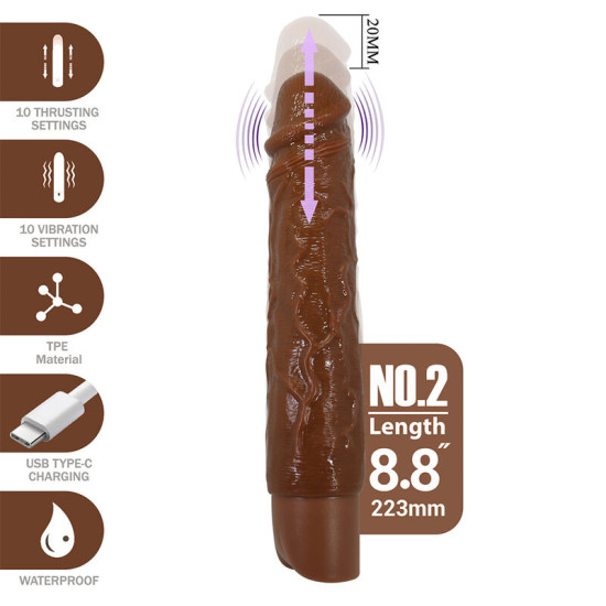 Kessler Dildo Vibrador Realista con Empuje Marrón