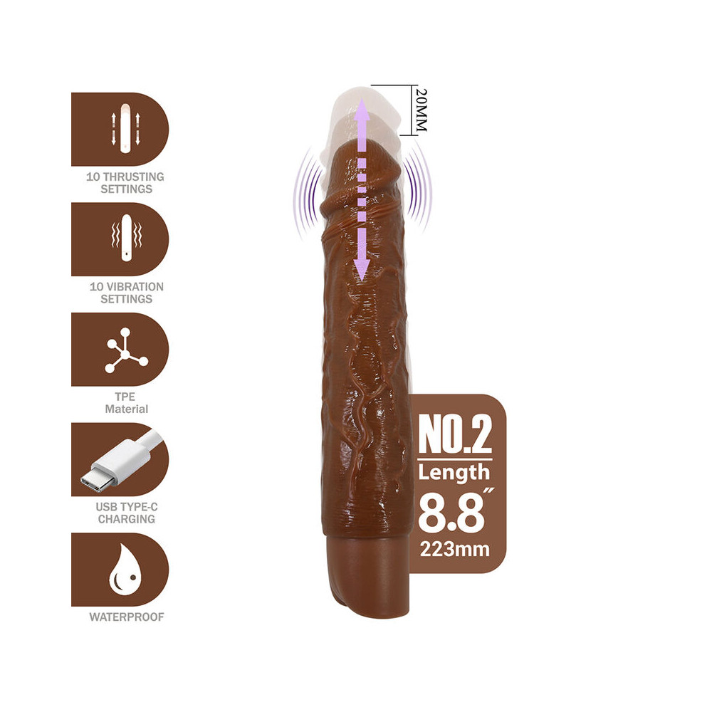 Kessler Dildo Vibrador Realista con Empuje Marrón