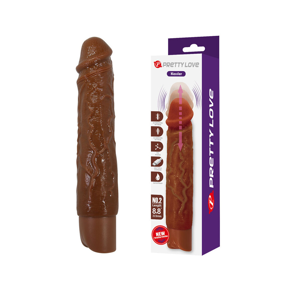 Kessler Dildo Vibrador Realista con Empuje Marrón