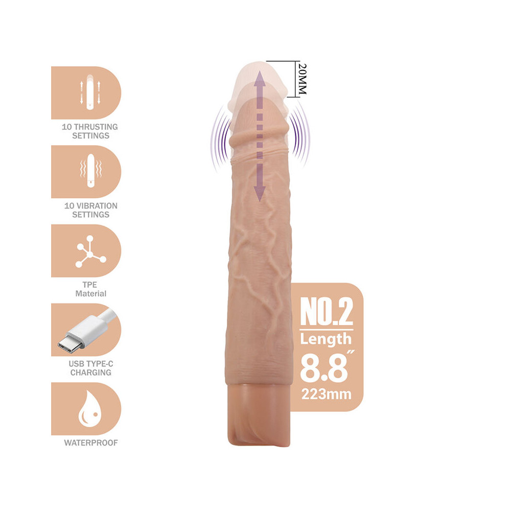 Kessler Dildo Vibrador Realista con Empuje 22 cm Natural