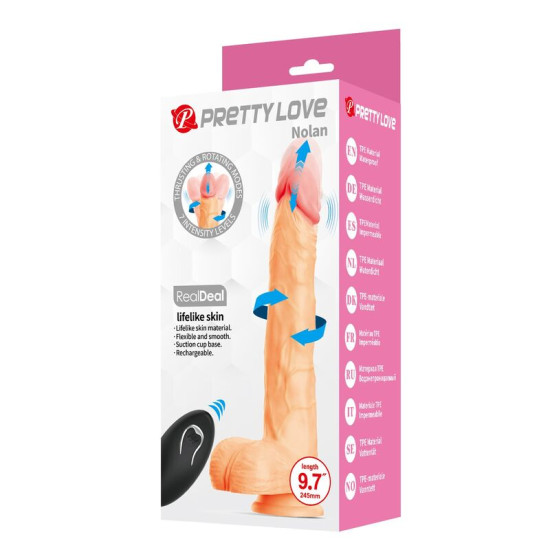 Nolan Dildo Vibrador Con Empuje y Rotación - Control Remoto Natural