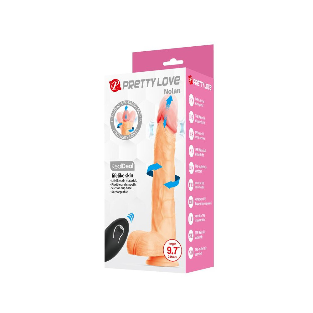 Nolan Dildo Vibrador Con Empuje y Rotación - Control Remoto Natural