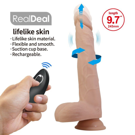 Nolan Dildo Vibrador Con Empuje y Rotación - Control Remoto Natural