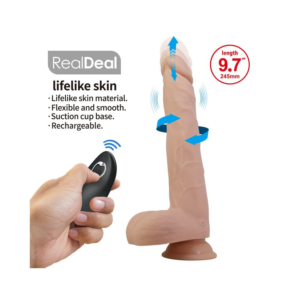 Nolan Dildo Vibrador Con Empuje y Rotación - Control Remoto Natural
