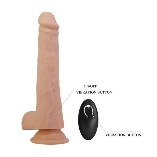 Miles Dildo Vibrador Con Empuje y Rotación 23,5 cm Control Remoto Natural