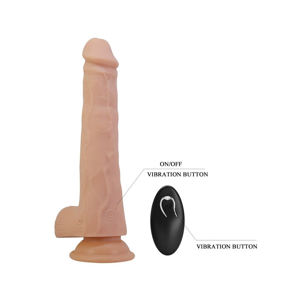 Miles Dildo Vibrador Con Empuje y Rotación 23,5 cm Control Remoto Natural