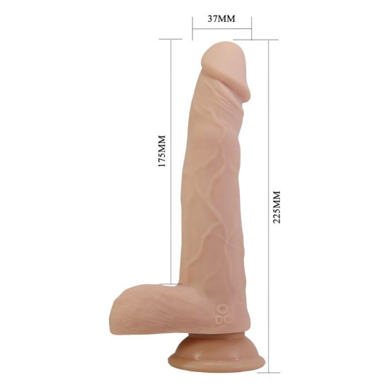 Davey Dildo Realista Vibracion, Empuje y Rotación 22,5 cm Control Remoto Natural