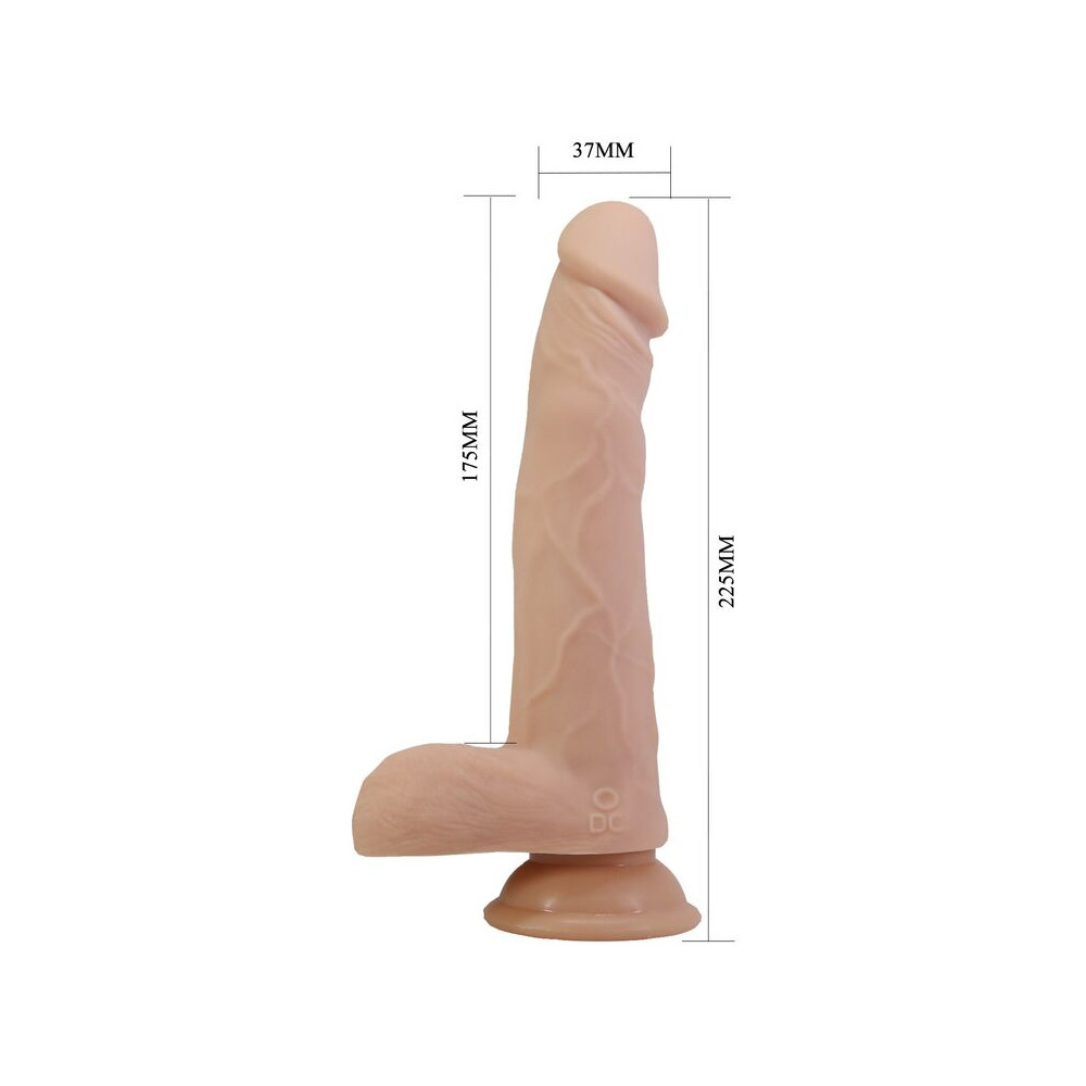 Davey Dildo Realista Vibracion, Empuje y Rotación 22,5 cm Control Remoto Natural