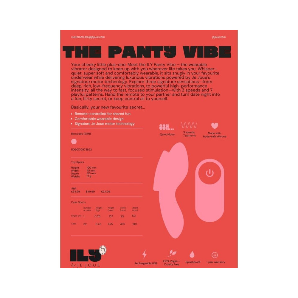ILY PANTY VIBE VIBRADOR ÍNTIMO CON CONTROL REMOTO