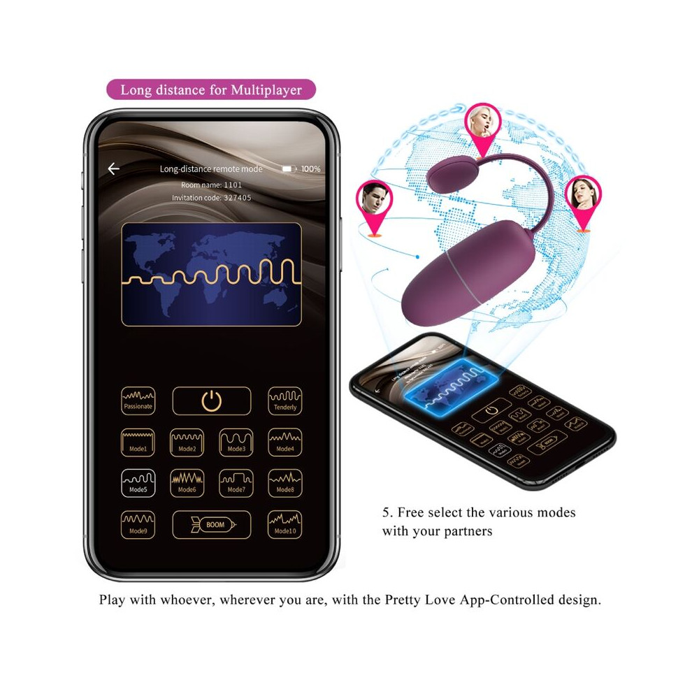 Nimph huevo vibrador con App morado