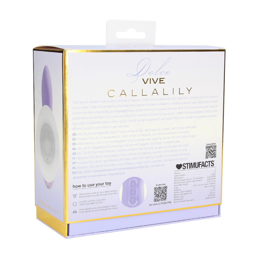 Callalily Estimulador Punto G Con Lengua y Succión Lavanda