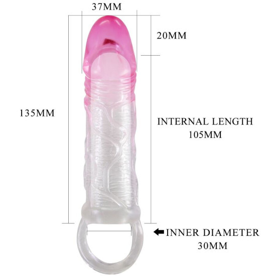 Odes Funda Realística Alargadora de 2 cm para Pene Rosa