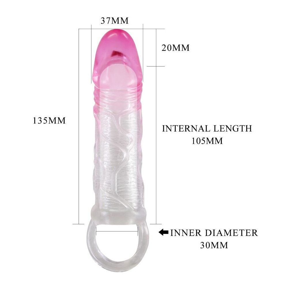 Odes Funda Realística Alargadora de 2 cm para Pene Rosa