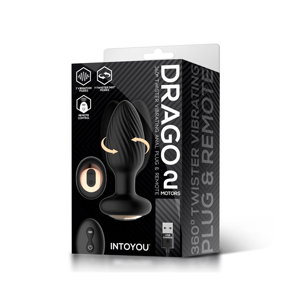 Drago Plug Anal Vibración, Movimiento Twister 360º y Control Remoto