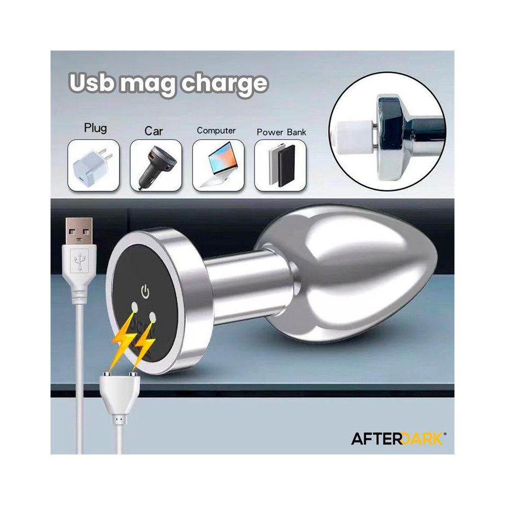 Dimpor Plug Anal Cromado con Vibración USB Magnético Talla S