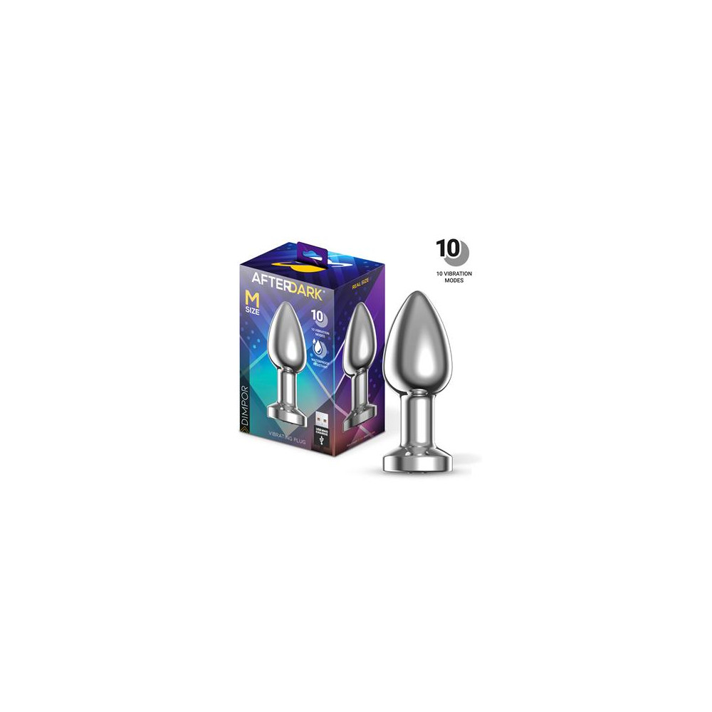 Dimpor Plug Anal Cromado con Vibración USB Magnético Talla M