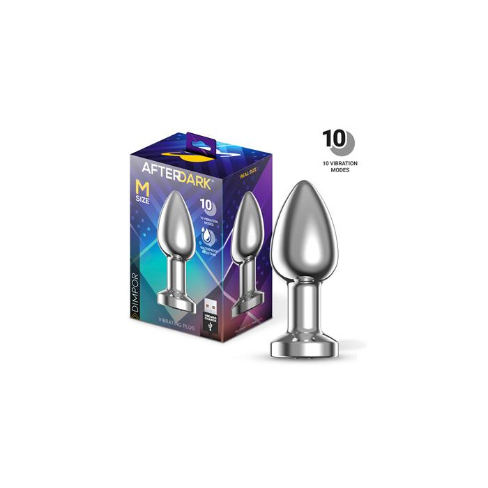 Dimpor Plug Anal Cromado con Vibración USB Magnético Talla M
