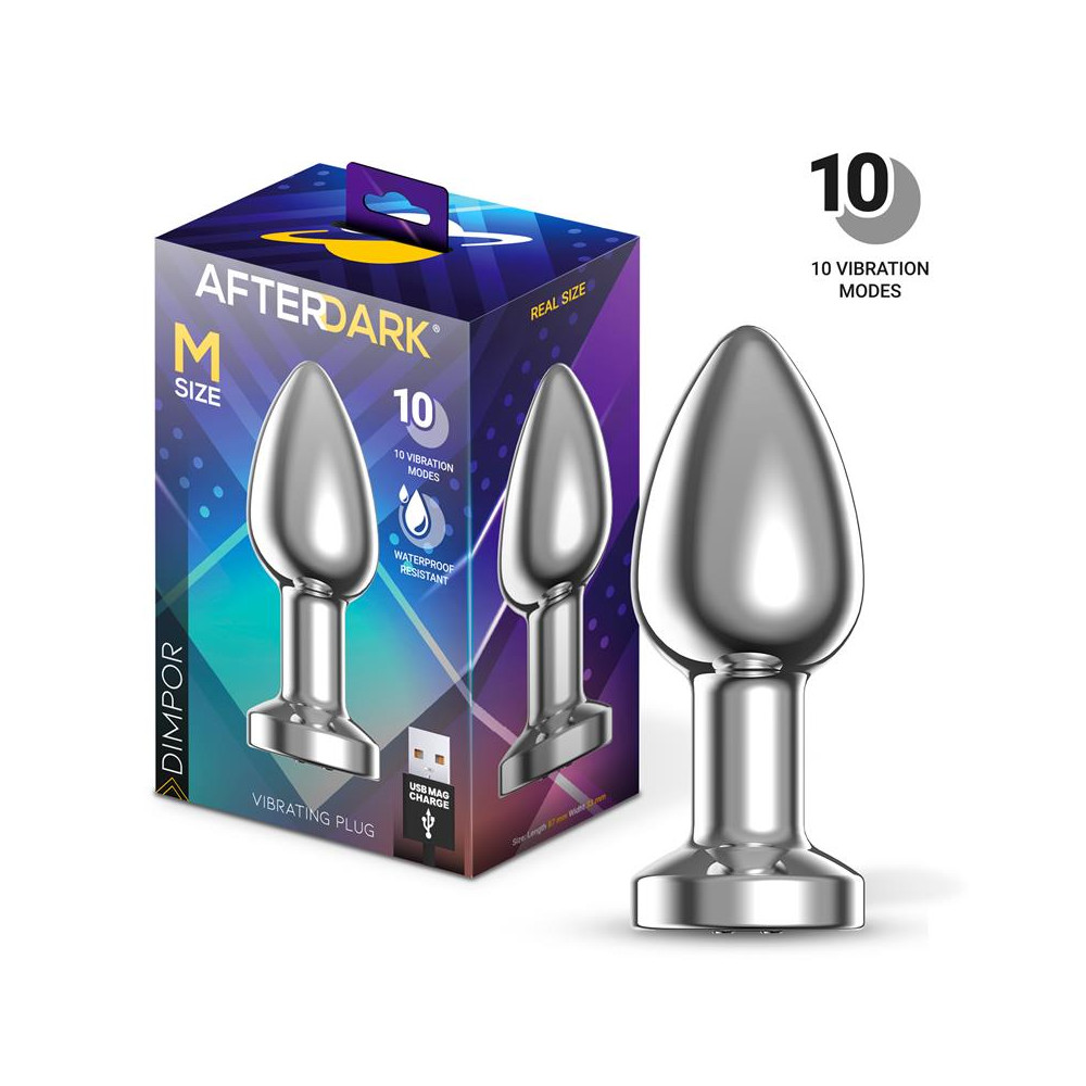 Dimpor Plug Anal Cromado con Vibración USB Magnético Talla M