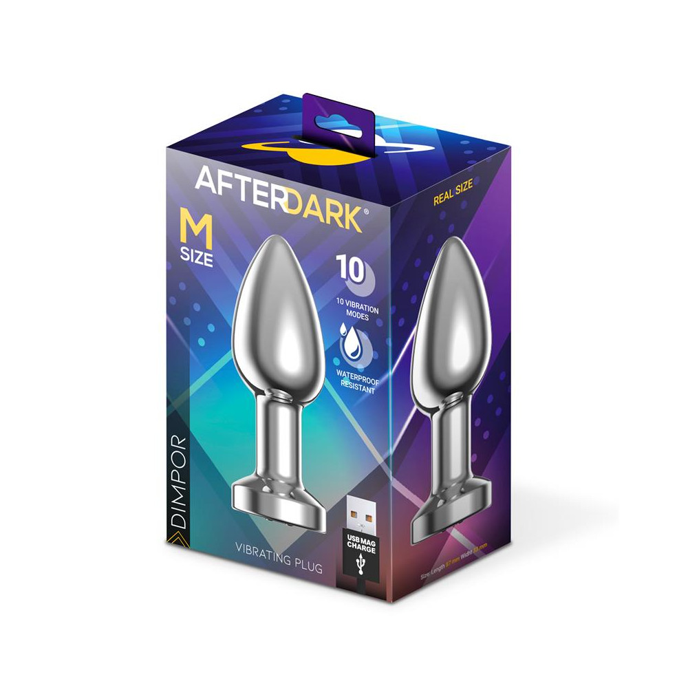 Dimpor Plug Anal Cromado con Vibración USB Magnético Talla M
