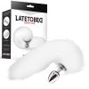 LATETOBED BDSM LINE Plug Anal Metal con Cola de Zorro Sedoso 40 cm Blanco